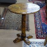 A burr-elm circular top occasional table on platform base, W54cm, H65cm