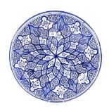 A Middle Eastern blue and white glaze terracotta charger, diameter 47cm