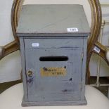 A French painted post box of small size, H38cm