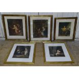 Arthur Hogg, 4 framed mezzotints, and another by Eugene Tily (5)