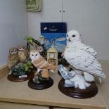 8 various County Artists owl studies, tallest 24cm, and a book