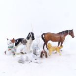 A group of animal figures, including a Beswick horse, height 12cm
