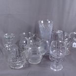 4 cut-glass jugs and another, a cut-crystal decanter and stopper, 20.5cm etc