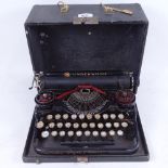 An early Underwood portable typewriter, in original case