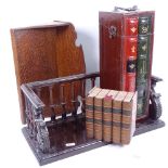 A modern novelty book design box, another similar jewel box, oak shelf and a book rack (4)