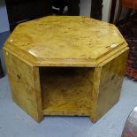 A burr-walnut veneered octagonal coffee table in Art Deco style, W80cm, H46cm