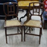 A pair of Shoolbred Aesthetic Movement side chairs, with cane seats and stamped marks