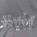 A group of 19th century and other drinking glasses, tallest 17cm
