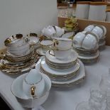 A Vintage Bavarian porcelain tea service for 10 people, with gold rims, Tuscan china teaware,