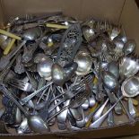 A large quantity of mixed plated cutlery, to include King's pattern, Old English pattern etc