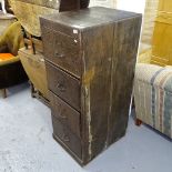 A 1920s oak 4-drawer filing cabinet, W53cm, H133cm