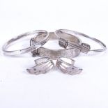 CHARLES VEILSKOV - a silver bangle, 2 other bangles, and a pair of sterling silver earrings