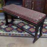 A 19th century Gothic Revival oak window seat/bench, W101cm, H57cm