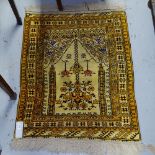 An orange ground Beluchi prayer rug, 110cm x 85cm
