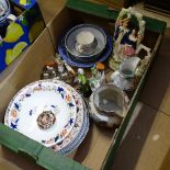 Staffordshire house, Johnson Brothers Indies jug, Poole Pottery etc (boxful)