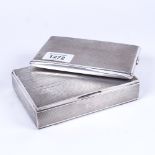 A Danish sterling silver rectangular cigar box with engine turned decoration, length 13.5cm, and a