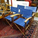 A set of 4 teak-framed folding Director's chairs