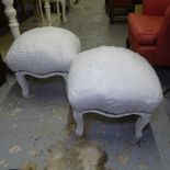 A pair of white painted upholstered bedroom stools
