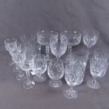 A large quantity of various drinking glasses, including white wine, Sherry, tumblers etc