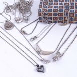 15 mainly Danish silver necklaces