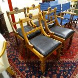 A set of 4 mid-Victorian Gothic Revival oak side chairs, with carved crest to back rail, 3 stamped J