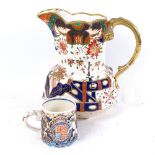A Victorian Mason's Imari style jug with strainer, 25.5cm, and Burleigh Ware Laura Knight Edward