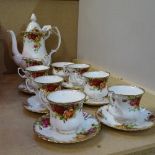 A Royal Albert Old Country Roses tea service for 6 people, teapot height 24cm
