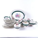 A Midwinter Burslem porcelain dinner and tea service, green striped decoration, including serving