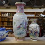 2 large modern Chinese ceramic vases, largest height 62cm (2)