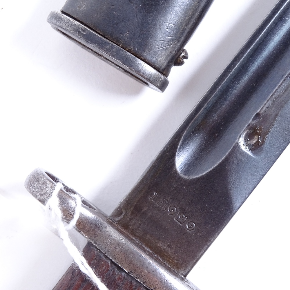 A First World War Period bayonet and scabbard, blade length 24cm - Image 2 of 2