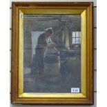 H J Dobson, watercolour, the Blacksmith, framed, 47cm x 38cm