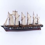 A model 6-mast steam sailing ship, length 62cm