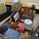 Decorative boxes, a candlestick etc