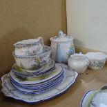 A Royal Albert Rosedale 7224 pattern tea and cake service, including teacups, saucers and cake