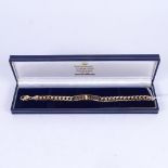 A 9ct gold flat link curb identity bracelet, 34.9g