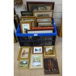 A large quantity of miniature watercolours, oils and prints