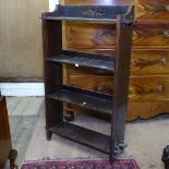 An Arts and Crafts 4-tier open bookcase, W64cm, H100cm, D20cm