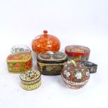 A group of lacquered and cloisonne boxes, largest 10.5cm diameter