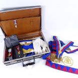 A case of Sussex Masonic regalia, including apron and badge