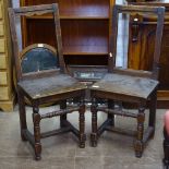 A pair of 18th century jointed oak hall chairs