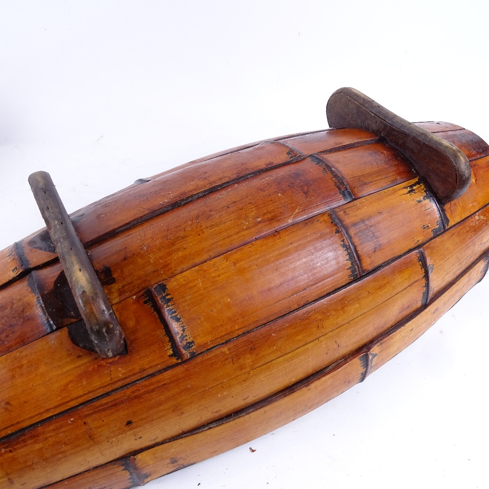 A satinwood desktop stationery rack, and an Oriental bamboo trough, length 47cm - Image 2 of 2