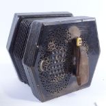 LACHENAL & CO - New Model Duet English concertina, serial no. 1817, with pierced fretwork ebonised