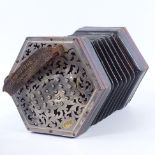 C WHEATSTONE - concertina, circa 1920s, with pierced nickel plate hexagonal ends, serial no.