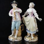 Pair of Meissen porcelain country figures, height 20cm Perfect condition