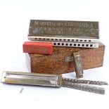 HOHNER CHROMATICA - large scale double keyboard harmonica, no. 265, length 22cm, original stained