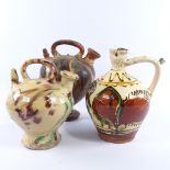 3 earthenware slip decorated Sarum kettle jugs, tallest 27cm. No cracks or restoration. Largest