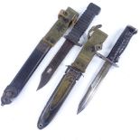 An American M8 bayonet knife with metal scabbard, and 1 other knife and scabbard (2) Good condition