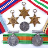 A group of 5 unnamed Second War Service medals and ribbons, and a nickel plate Royal Airforce Boxing