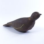 A 19th century carved and painted wood Folk Art decoy pigeon, length 38cm