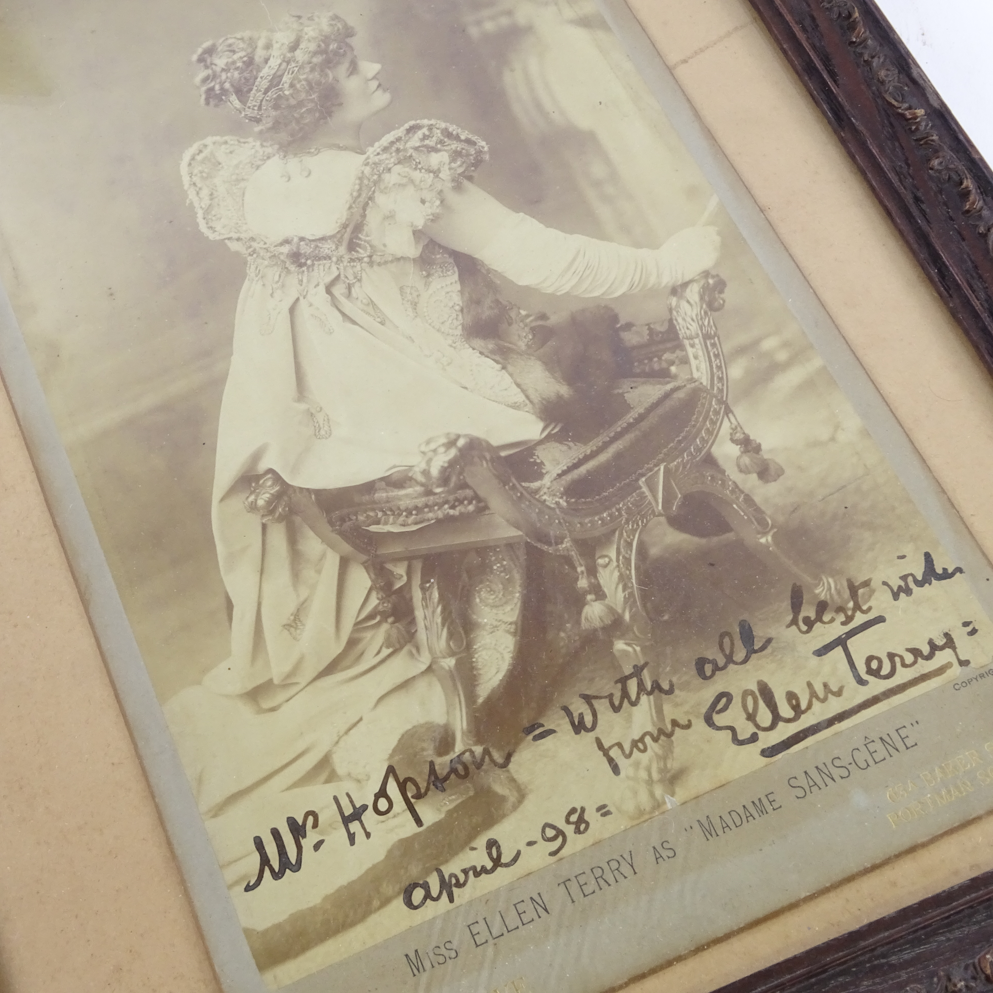 Ellen Terry, original Studio photograph of Ellen Terry as Madame Sans-Gene, original ink inscription - Image 2 of 3